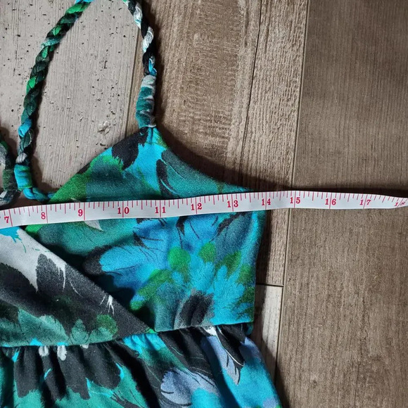 Mudd Cottony Twisted Strap Floral Tank Top Juniors Size Small Green Blue Black - Picture 7 of 14